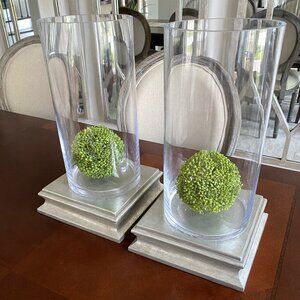 (Set of x2) Silver Weighted Vintage Pedestals (8x8")